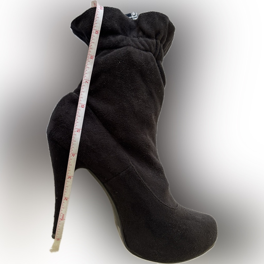 Chinese Laundry Black Vegan Suede Stiletto Platform Ankle Boots side 6.5M